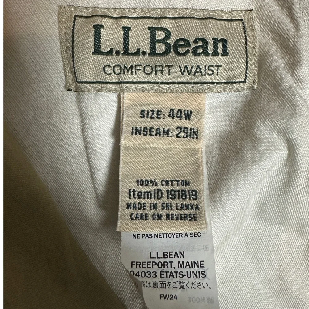 L.L. Bean Pants Mens 44X29 Tan Cargo Utility Relaxed Fit Casual Stretch Waist